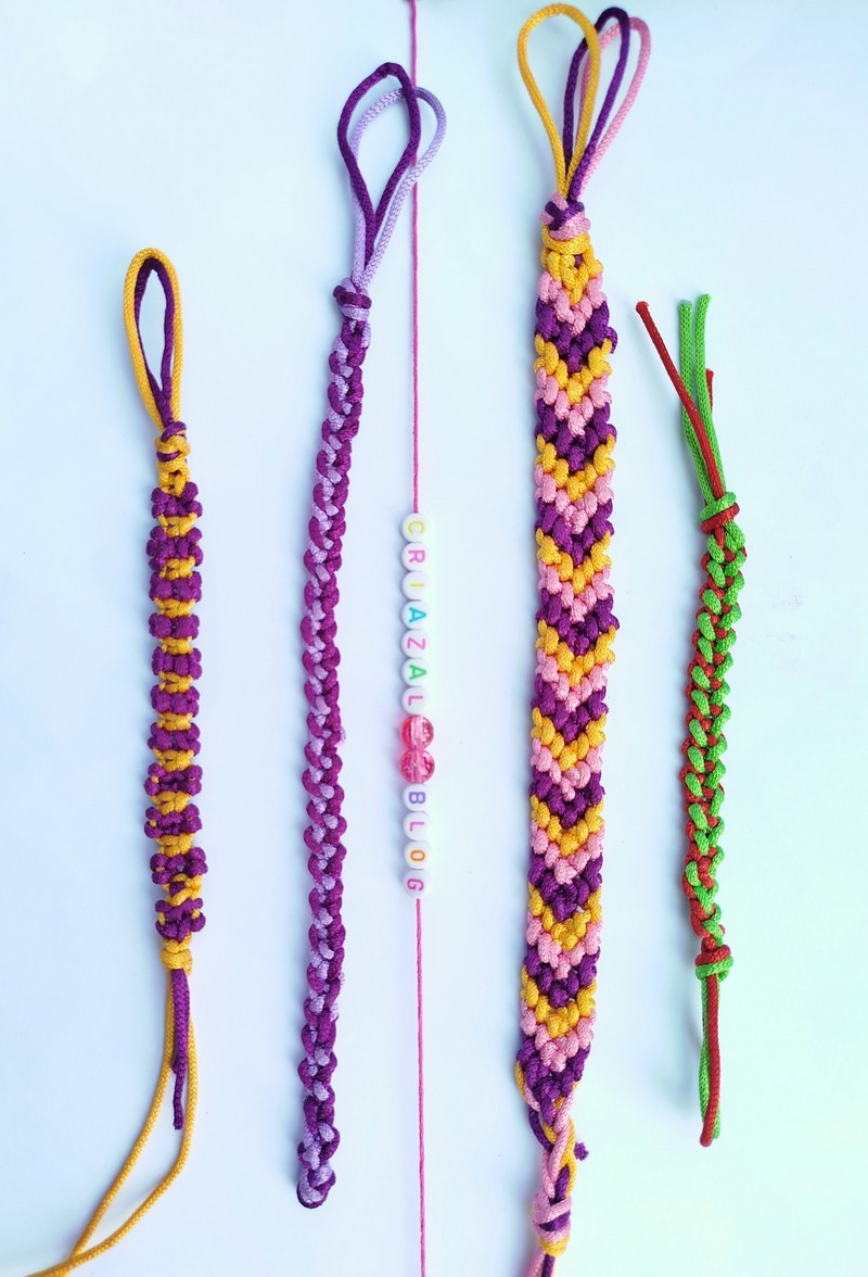 Collection of handmade macramé friendship bracelets