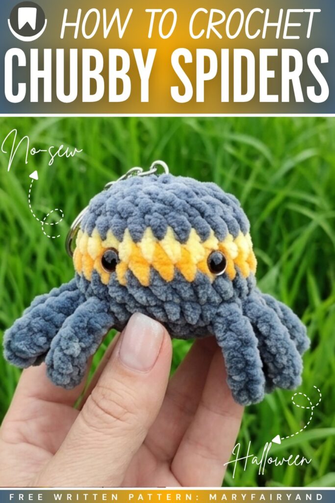 Mari Free Crochet No-Sew Chubby Spider Plushie Pattern for Halloween (1)