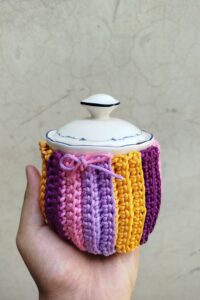 Free Crochet Candy Burst Mug Cozy Pattern for Summer