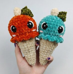 How to Crochet CUTE Pumpkin Ice Cream Cone Plushie for Fall & Halloween