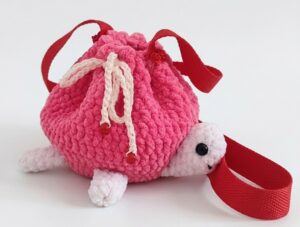 How to Crochet Turtle Drawstring Pouch with Ribbon Handle for Fall & Summer