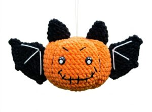 How to Crochet Kawaii-Eyed Pumpkin with Bat Features Plushie