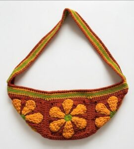 How to Crochet Fall Retro Granny Square Bag for Back-to-School