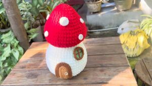How to Crochet Plush Mushroom House for Fall Home Decoration