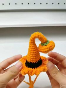 How to Crochet Fall Pumpkin Witch Hat with Ties for Doll & Pets