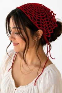 How to Crochet A Spiderweb Red Bandana Pattern for Halloween