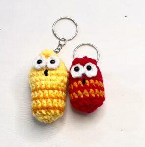 How to Crochet A Yellow Larva Amigurumi Keychain Pattern