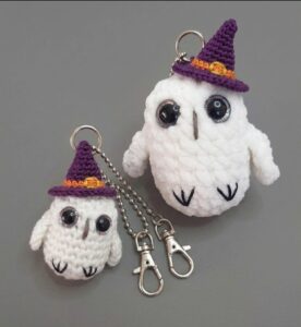 Tester Pattern: Crochet 10-Minute Pair of Ghost Owl Pals Plushies for Halloween