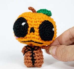 How to Crochet Little Pumpkin Man in A Witch Hat Amigurumi Little Doll