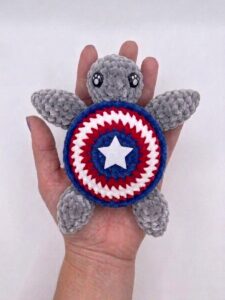Tester Pattern: How to Crochet Red, Blue and White Turtle Plushie