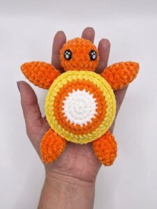 Tester Pattern: How to Crochet Yellow, White and Orange Turtle Plushie