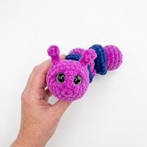 Featuring: Crochet “Push & Pull” Caterpillar Fidget Pop Toy Plushie for Kids