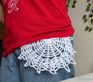 How to Crochet A White Mesh Spiderweb Headscarf and Waist Belt