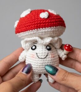How to Crochet A Plastic Kawaii-Eyed Mushroom with Legs and Arms Plushie