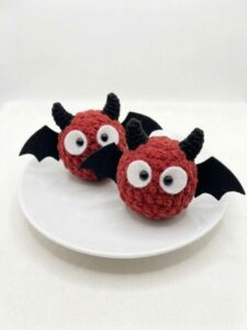 Tester Pattern: To Crochet A Red Soot Bat Amigurumi Plushie Pattern
