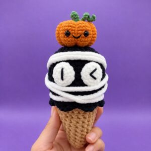 Pattern Tester: How to Crochet Funny Mummy Scoop & Cone in Orange Hat Plushie