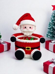 PDF Pattern | Mr. Christams Crochet Gift Basket Pattern for Holding Presents