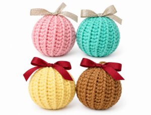 How to Crochet 4 Set Ribbed Decoration Christmas Festive Ball Ornaments