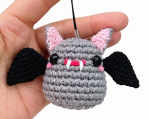 How to Crochet Red Mouth Spooky-Cute Grey and Black Bat Amigurumi