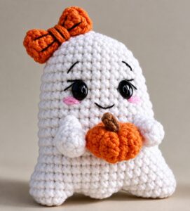 Crochet CUTEST Guest-Welcoming BOO Ghost with Bow, Hat and Pumpkin Accessories