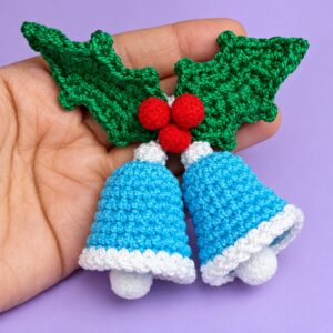 How to Crochet Holly Leaf & Pair of Bells Festive Holiday Decoration Pattern