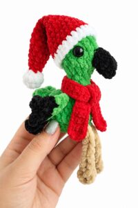 How to Crochet Festive Mini Pink Bird Wearing Scarf & Santa Hat for Gifting
