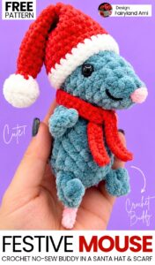 How to Crochet Funny Santa Dress Mouse Plushie Fidget Toy Gift for Christmas