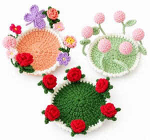 Featuring: 3-in-1 Crochet Pop-Up Flower Garden Pop-Up Coaster for Decoration