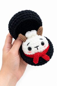 How to Crochet New Year Goat in Red Scarf Dumpling Plushie for Gifting