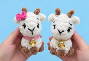 Featuring: How to Crochet Plush Bow No-Sew Baby Goat Plushie Desk Buddy Gift