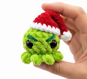 Tester Call: How to Crochet Mini No-Sew Grinch Santa Octopus Plushie for Kids