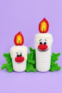 How to Crochet Red-Nose Funny Holly Leaf Decorated Candle Buddy Amigurumi