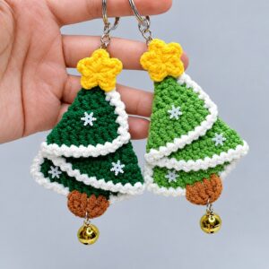 Featuring: How to Crochet Layered UNIQUE Star and Snowflake on the Top Christmas Tree Keychain