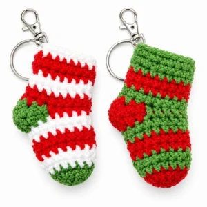 How to Crochet Miniature Skinny Plush Yarn Christmas Stocking Keychain & Charm