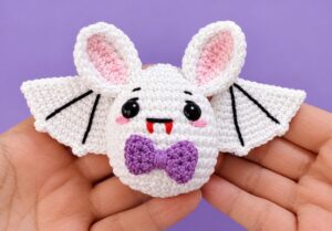 How to Crochet Bunny Bat White Foldable Wings Amigurumi with Bow for Halloween