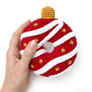 Crochet Bell Christmas Ornament Ring Plushie for Decoration & Playing with