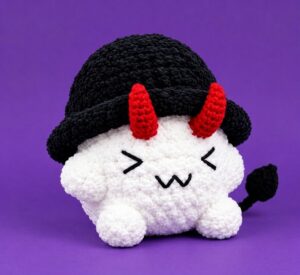 Tester Pattern: How to Crochet A No-Sew Mr. Red Horns Mushroom Plushie