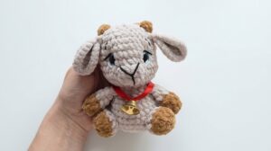 Featuring: How to Crochet A Sitting Grey Baby Sheep with Bell & Little Horns Plushie
