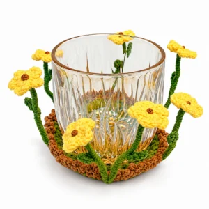 Featuring: How to Crochet Yellow Daisy Garden Flipping-Over Coaster for Gifting