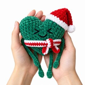 Tester Pattern: How to Crochet Slouchy Santa Hat Heart Plushie Gift with Scarf